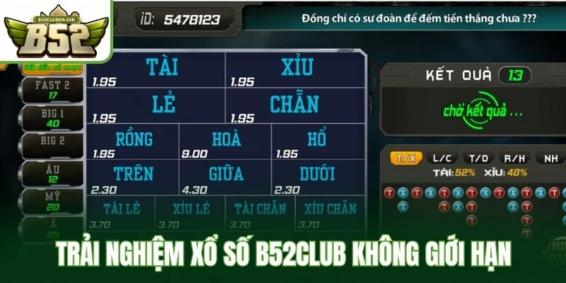 Trải nghiệm xổ số B52Club không giới hạn